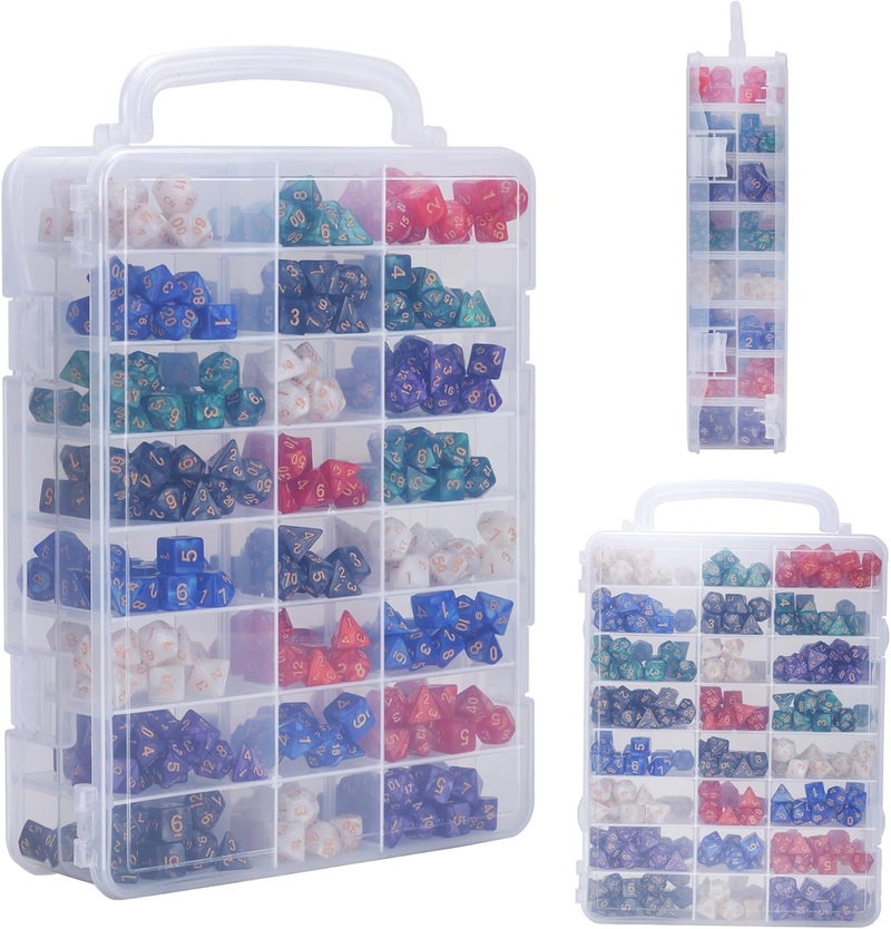 KISLANE Dice Storage Case for DnD Dice with Removable Dividers Holding up to 830 Dices, Dice Case for DnD Dice with Handle Great for Dice Collectors or RPG D&D Games (Tranparent) - Image 1